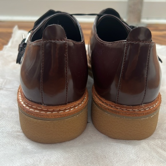 NEW Zara Women’s Lug Sole Chunky Loafers/ Blucher in Burgundy Red, Size 39/ US 8 - Picture 4 of 6